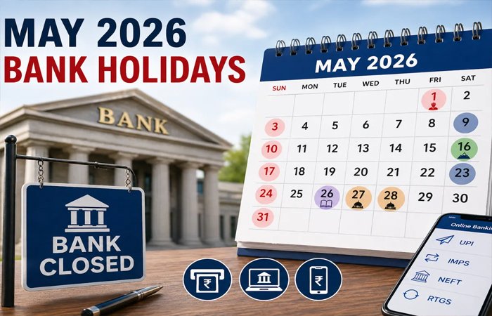 Bank Holidays in May: मई में 13 दिन बंद रहेंगे बैंक, जानिए किस राज्य में कब-कब रहेगी छुट्टी Bank Holidays in May: मई में 13 दिन बंद रहेंगे बैंक, जानिए किस राज्य में कब-कब रहेगी छुट्टी